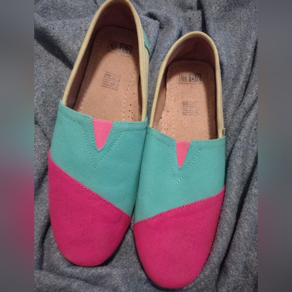 Yellow and Green Flats with Textured Soles